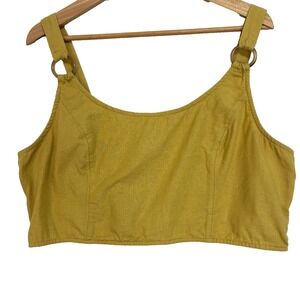 American Eagle Women's Cropped Smocked Tank Top Sz XL Yellow Gold Festival Beach